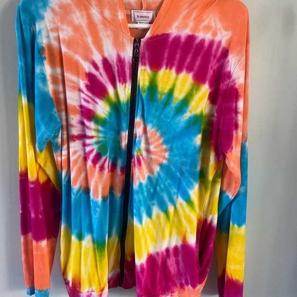Tie-dye zip up long sleeve hoodie - Picture 1 of 3